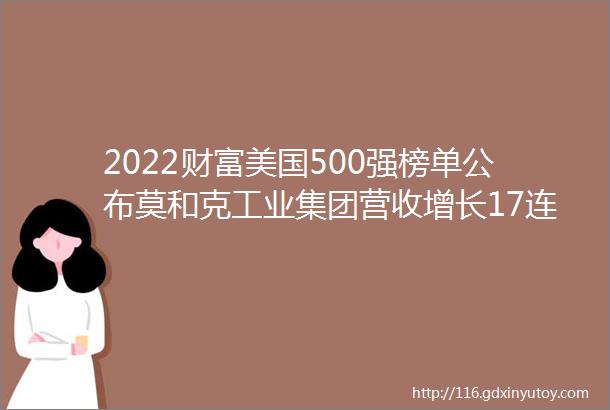 2022财富美国500强榜单公布莫和克工业集团营收增长17连续23年上榜