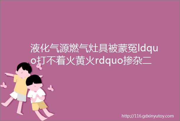 液化气源燃气灶具被蒙冤ldquo打不着火黄火rdquo掺杂二甲醚是罪魁祸首不是产品质量问题