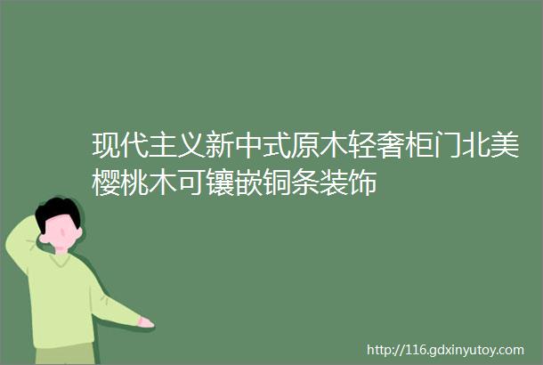 现代主义新中式原木轻奢柜门北美樱桃木可镶嵌铜条装饰